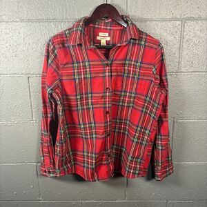 L.L.Bean Flannel Shirt Men's S Relaxed Fit Red Tartan Plaid Button Up